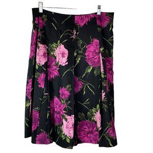 Talbots Fairy Goth Skirt Floral  Pleated Knee Length A Line Purple Pink 8 Cotton